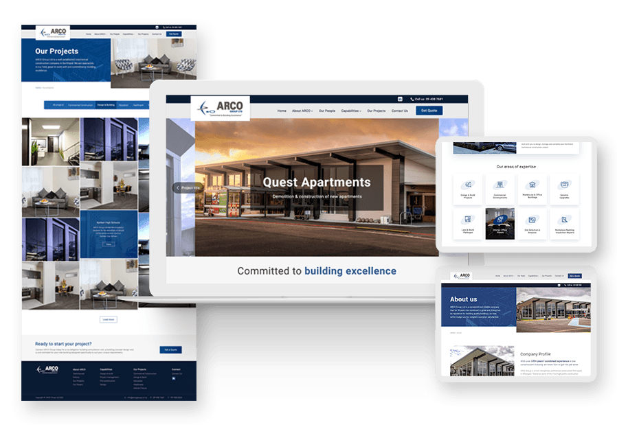 Unabyte academy created the website for construction company ARCO to present their services
